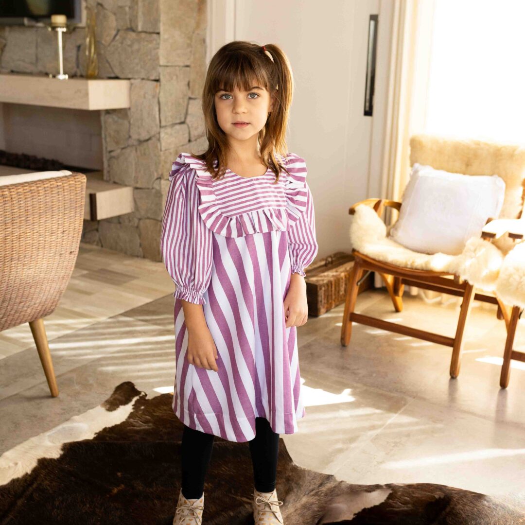 Vestido Flossy Listrado Roxo