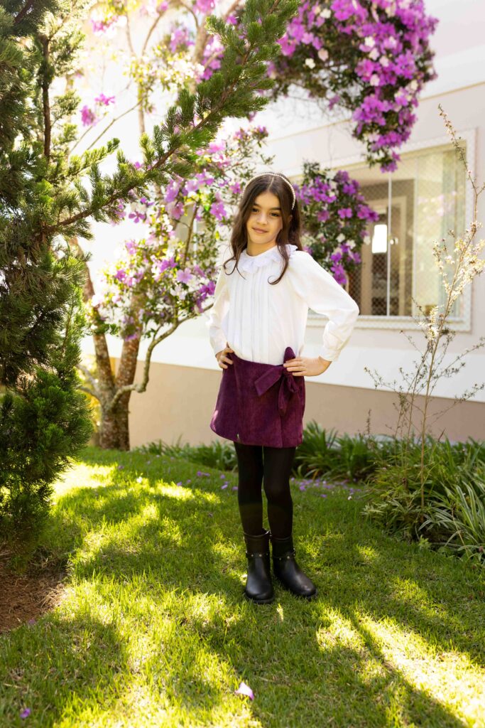 Short saia veludo roxo