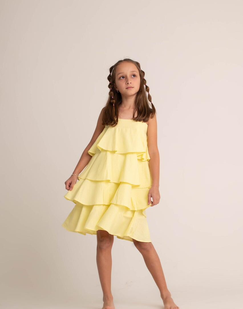 VESTIDO JASMIM AMARELO COLEÇÃO JARDIM