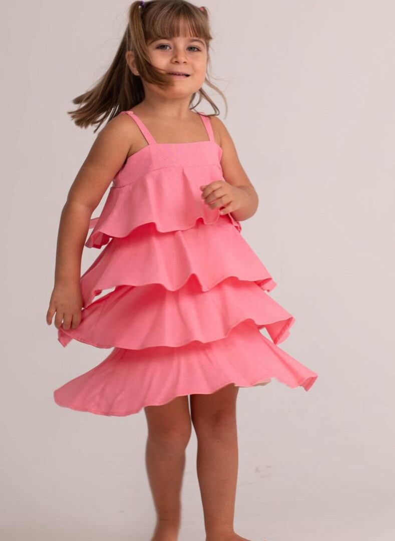 VESTIDO JASMIM ROSA COLEÇÃO JARDIM