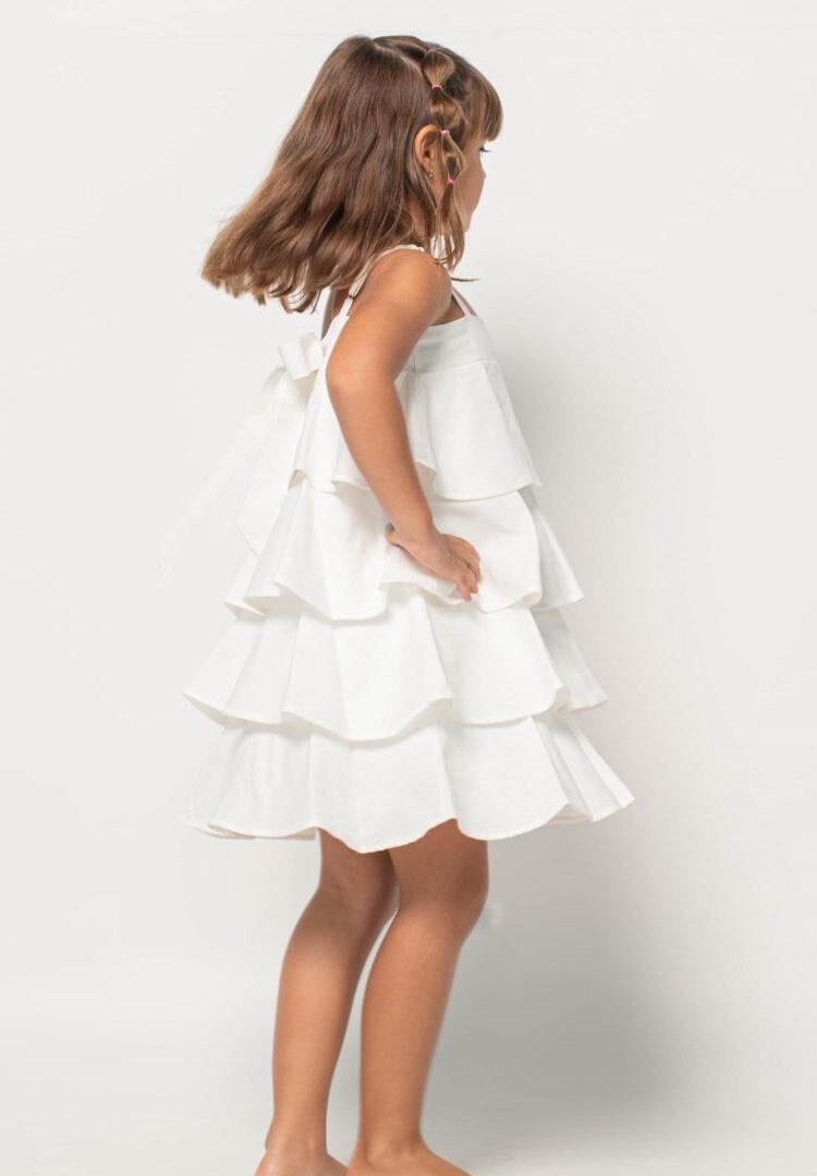 VESTIDO JASMIM OFF-WHITE COLEÇÃO JARDIM