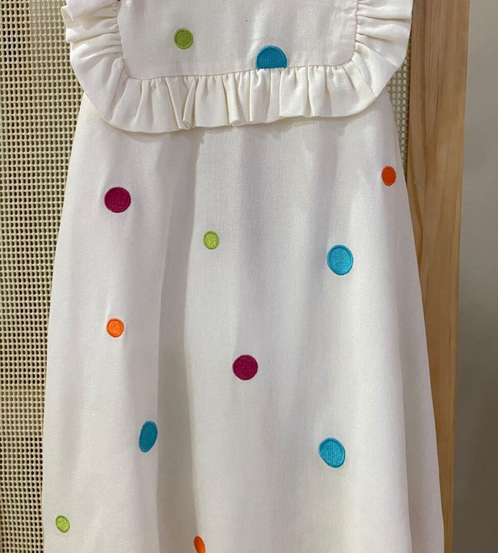 VESTIDO FLOSSY TODO BORDADO BOLAS COLEÇÃO JARDIM