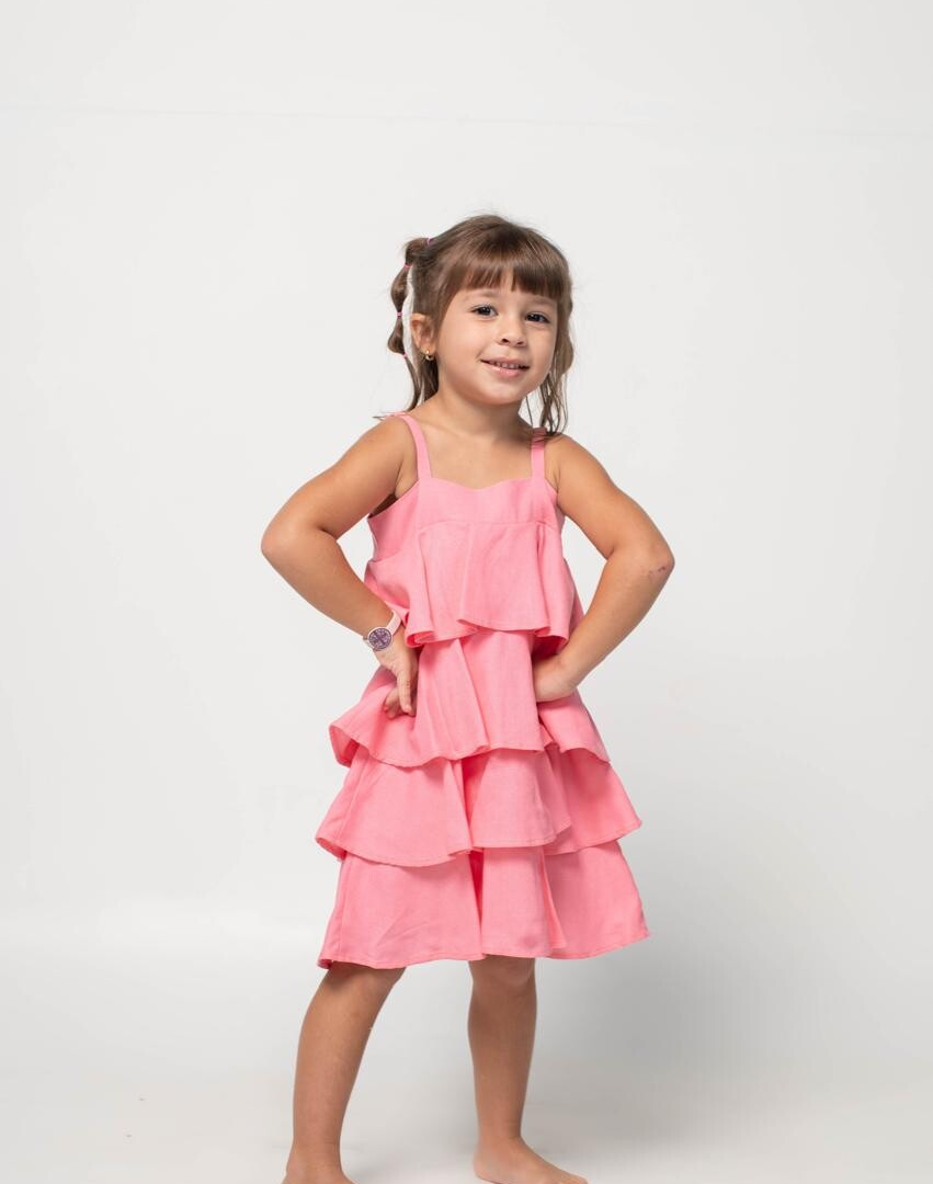 VESTIDO JASMIM ROSA COLEÇÃO JARDIM