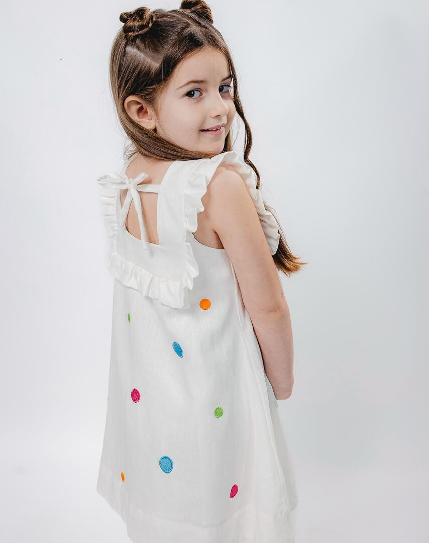 VESTIDO FLOSSY TODO BORDADO BOLAS COLEÇÃO JARDIM